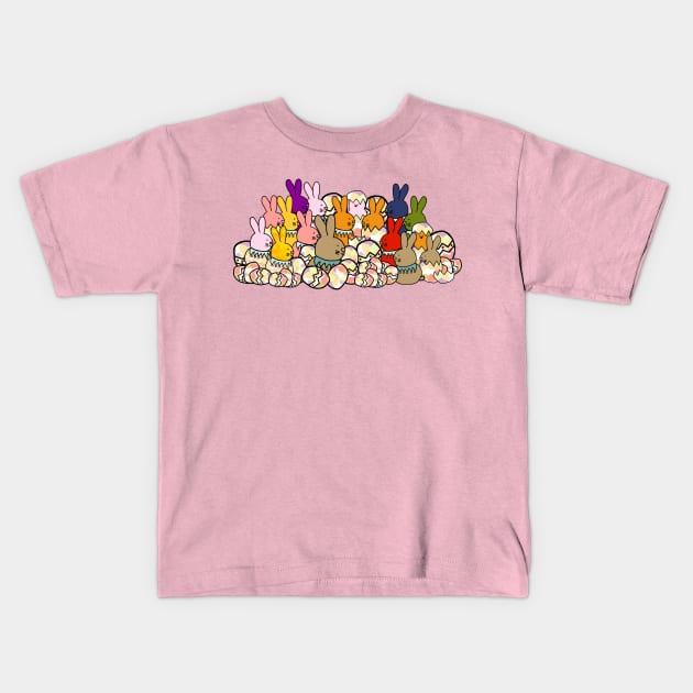 Easter Bunny Rabbits Chicks and Easter Eggs Kids T-Shirt by ellenhenryart